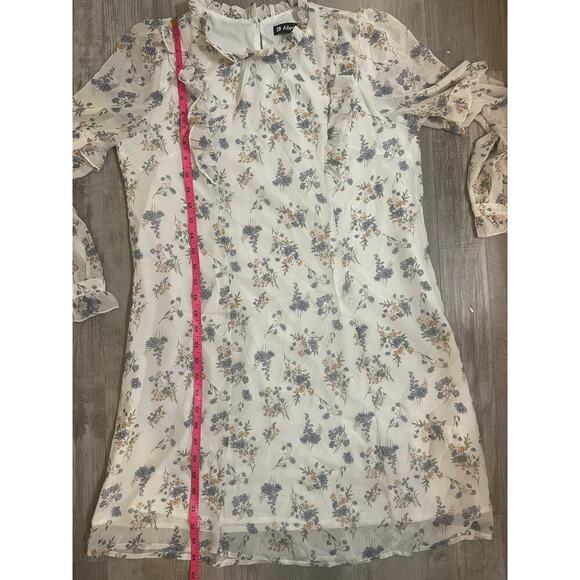 Allegra K Floral Chiffon Ruffle Mock Neck Swing Dress size medium - Picture 5 of 14